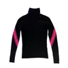 Brodie Cashmere Rosa Cashmere Roll Neck Sweater In Black/neon Pink In Multi