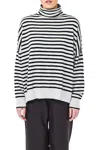Brodie Cashmere Sage Funnel Neck Sweater In Silver Haze/coal In White
