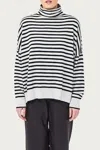Brodie Cashmere Sage Funnel Neck Sweater In Silver Haze/coal In White