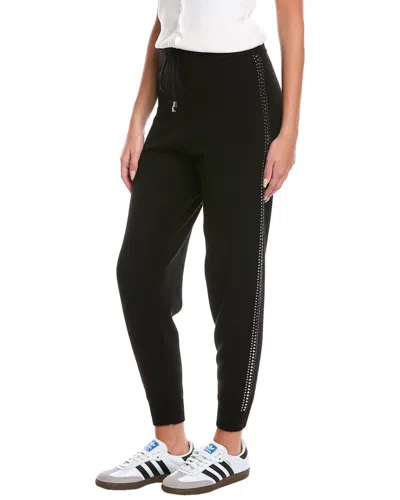 Brodie Cashmere Sage Studded Cashmere Jogger Pant In Black