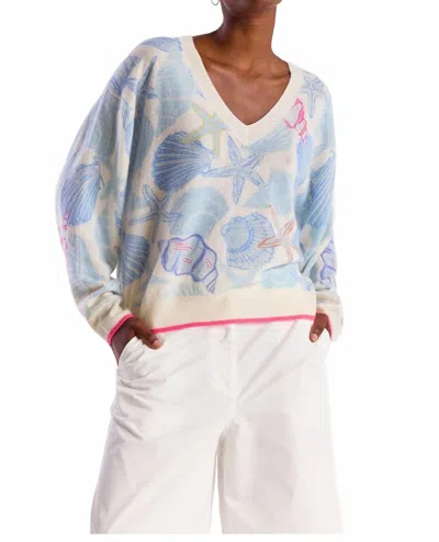Brodie Cashmere Scatter Shell Sweater In Organic White In Multi
