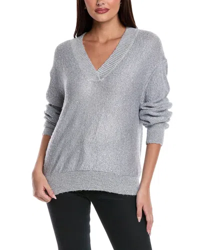 Brodie Cashmere Sequin Millie Cashmere V-neck Sweater In Gray