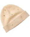 Brodie Cashmere Shiny Star Cashmere Beanie In White