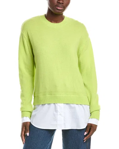 Brodie Cashmere Shirting Cashmere Sweater In Green