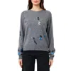 BRODIE CASHMERE SHOUT OUT FOIL MINI SWEATER IN MID GREY