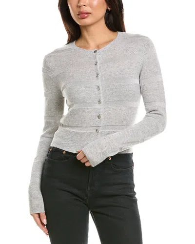 Brodie Cashmere Simone Stripe Cashmere-blend Cashmere Cardigan In Gray