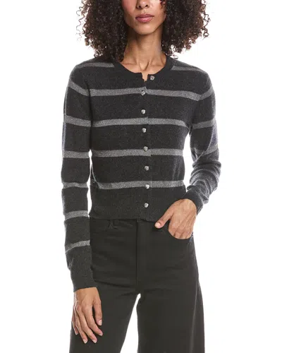 Brodie Cashmere Simone Stripe Cashmere-blend Cashmere Cardigan In Black
