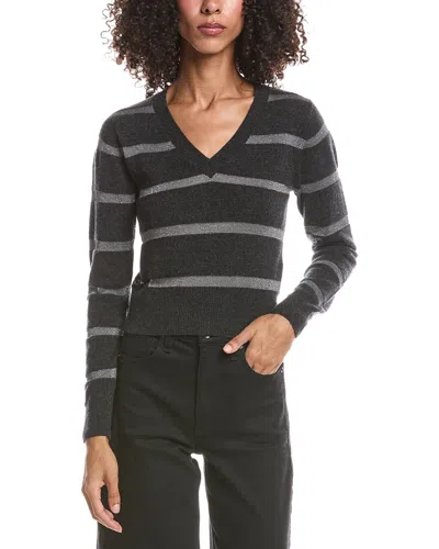 Brodie Cashmere Simone Stripe Cashmere-blend V-neck Cashmere Sweater In Multi