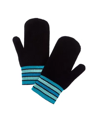 Brodie Cashmere Ski Stripe Cashmere Mittens In Blue