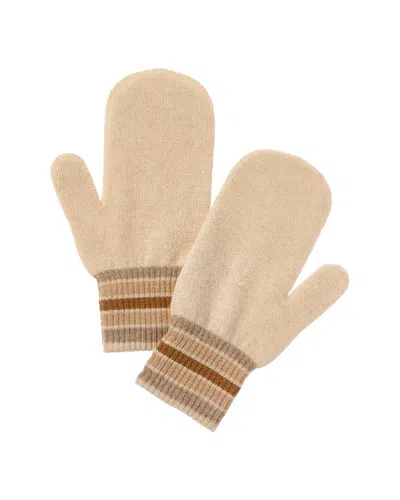 Brodie Cashmere Ski Stripe Cashmere Mittens In White