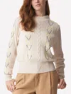 BRODIE CASHMERE SKYLAH CABLE SWEATER IN ORGANIC WHITE