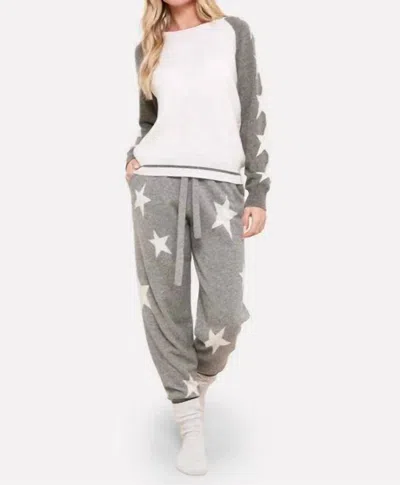 Brodie Cashmere Sophie Star Jogger In White Mid Grey In Gray