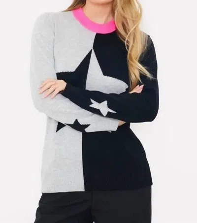 Brodie Cashmere Split Star Knit Sweater In Coal In Grey