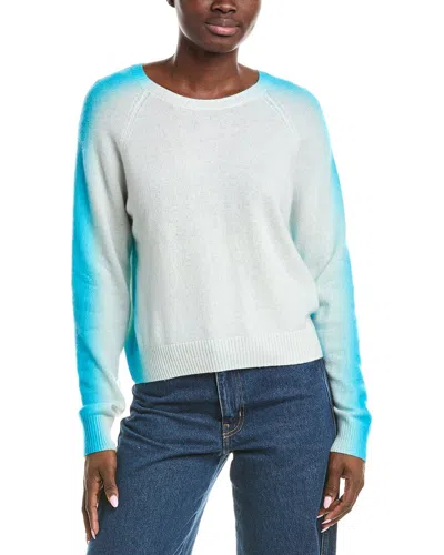 Brodie Cashmere Spray Stripe Mini Cashmere Sweater In White