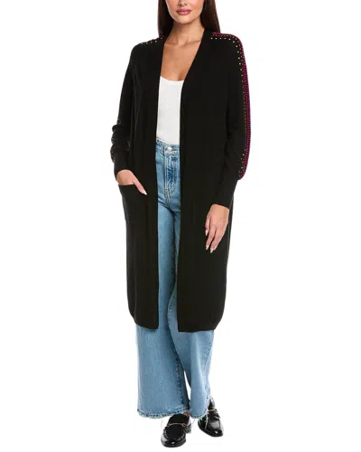 Brodie Cashmere Stardust Longline Cashmere Cardigan In Black