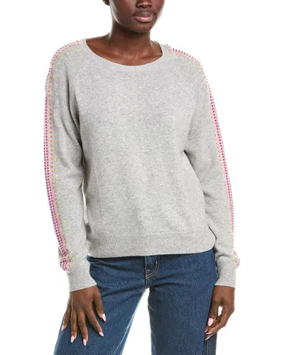Brodie Cashmere Stardust Sleeve Cashmere Sweater In Neutral