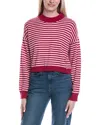 Brodie Cashmere Stitchy Stripe Wool & Cashmere-blend Sweater In Red