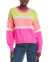 Brodie Cashmere Stripe Balloon Sleeve Cashmere Sweater In Multi