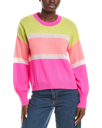 Brodie Cashmere Stripe Balloon Sleeve Cashmere Sweater In Multi