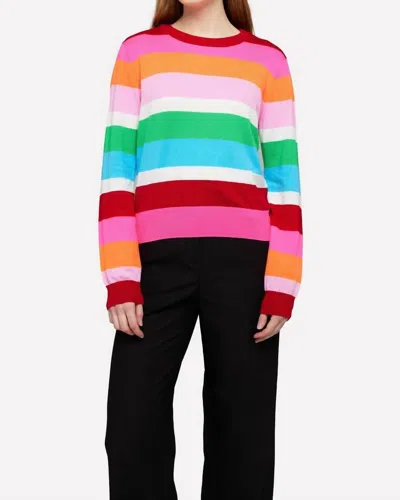 Brodie Cashmere Stripe Crew Sweater In Multi