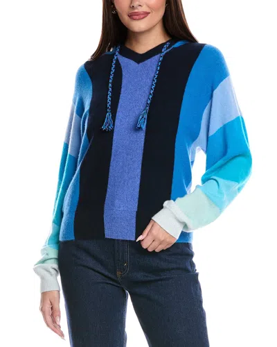 Brodie Cashmere Stripe Triangle Cashmere Hoodie In Multi