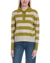 Brodie Cashmere Stripe Wool & Cashmere-blend Henley Sweater In Green