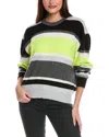 Brodie Cashmere Striped Cashmere Crewneck Sweater In Black