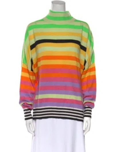 Pre-owned Brodie Cashmere Striped Sweater In Green