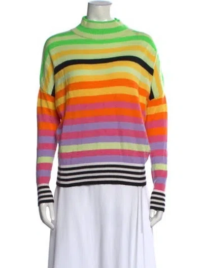 Pre-owned Brodie Cashmere Striped Sweater In Green
