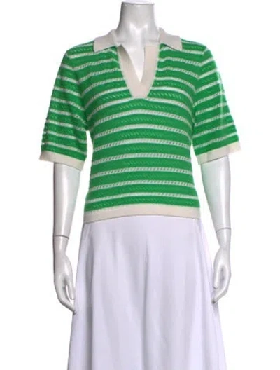 Pre-owned Brodie Cashmere Striped Sweater In Green