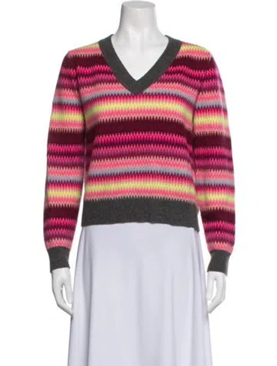 Pre-owned Brodie Cashmere Striped Sweater In Pink