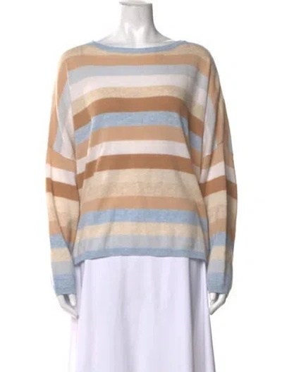 Pre-owned Brodie Cashmere Striped Sweater W/ Tags In Neutrals