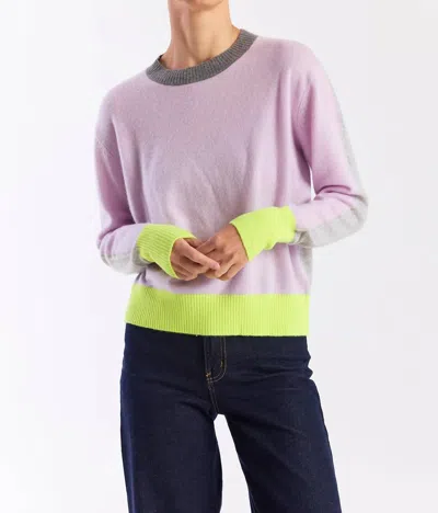 Brodie Cashmere Summer Colorblock Crewneck Top In Lavendula In Pink