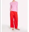 Brodie Cashmere Summer Stripe Up Crew Neck Tee In Pink In Pink