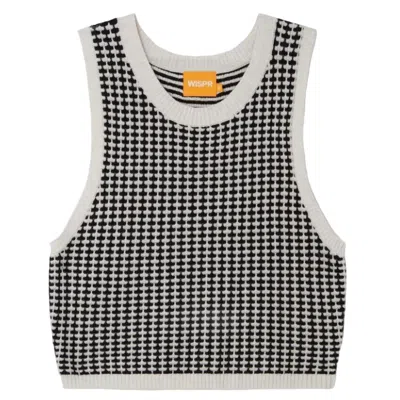Brodie Cashmere Sunnie Crop Tank Top In Silver Haze Coal Stitching In Blue