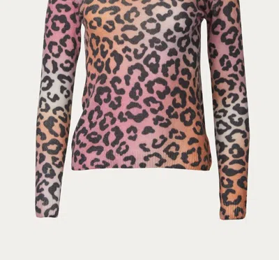 Brodie Cashmere Sunset Roll Neck Sweater In Multi Leopard Print In Brown