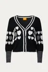 BRODIE CASHMERE SWEETHEART COTTON SILK-BLEND CARDIGAN IN COAL