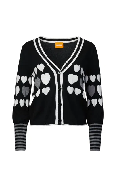 Brodie Cashmere Sweetheart Cotton Silk-blend Cardigan In Coal In Black