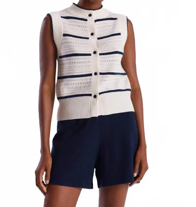 Brodie Cashmere Taylor Cashmere Tank Top In Navy/white In Neutral