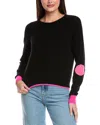 Brodie Cashmere Twist Smiley Patch Cashmere Sweater In Black