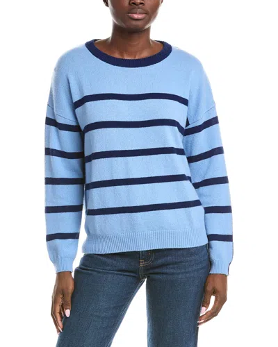 Brodie Cashmere Two-tone Boxy Stripe Cashmere Sweater In Blue