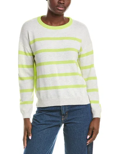 Brodie Cashmere Two-tone Boxy Stripe Cashmere Sweater In Green