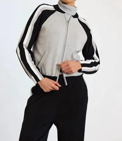 Brodie Cashmere Valerie Stripe Bomber Jacket In Grey In Gray