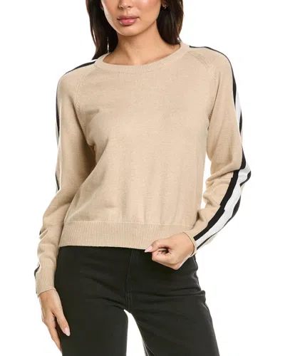 Brodie Cashmere Varsity Crewneck Cashmere-blend Sweater In Neutral