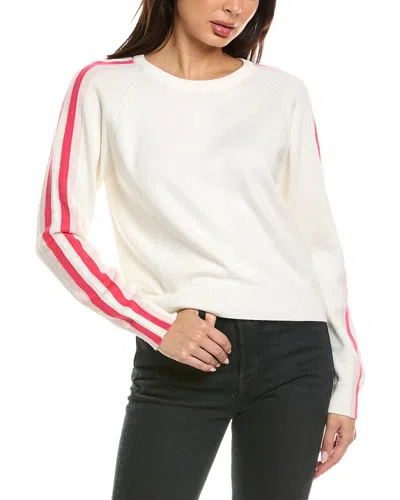 Brodie Cashmere Varsity Crewneck Cashmere-blend Sweater In White