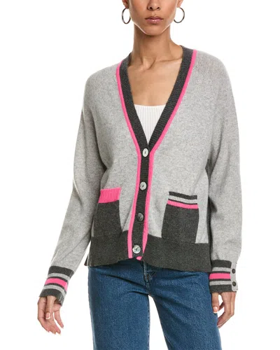 Brodie Cashmere Varsity Pop Cardigan In Multi