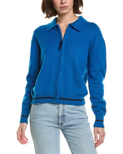 Brodie Cashmere Varsity Zip Through Cashmere-blend Jacket In Blue
