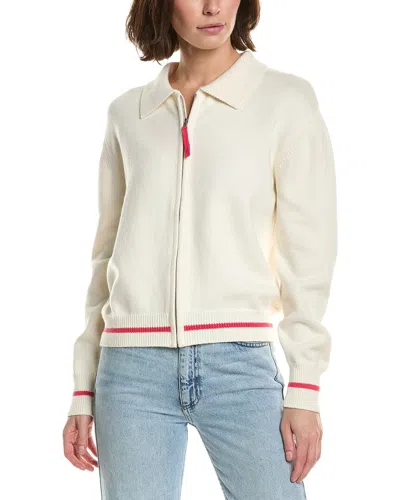 Brodie Cashmere Varsity Zip Through Cashmere-blend Jacket In White
