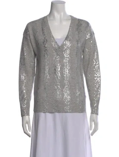 Pre-owned Brodie Cashmere V-neck Sweater In Gray