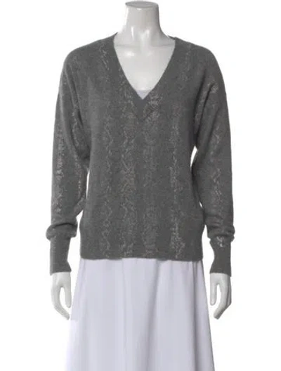 Pre-owned Brodie Cashmere V-neck Sweater In Gray